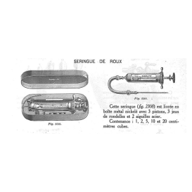 Seringue pour le sérum antidiphtérique: Méthode du Dr Roux - Coffret en noyer RAINAL Frères