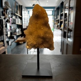 Rock crystal block on base...